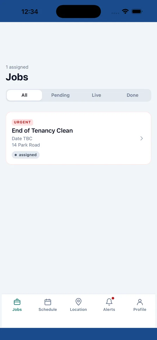 Bluelink WorkForce app: a worker’s assigned jobs